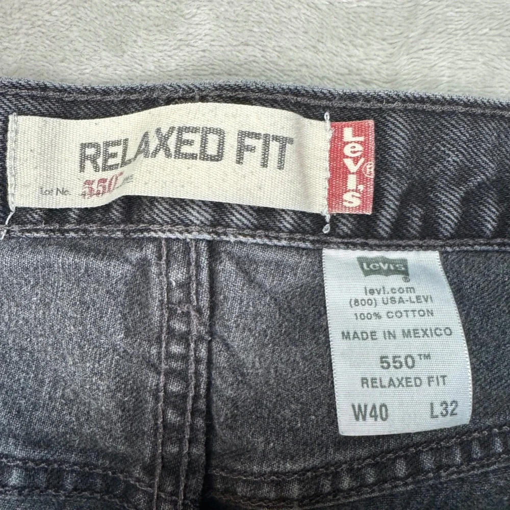 Y2K Levi 550 Jeans Mens 40 Gray Relaxed Fit Tapered Leg Denim Streetwear 2005